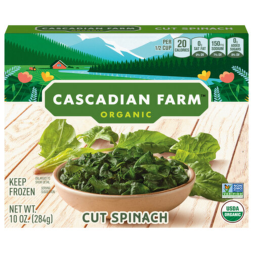 Cascadian Farm Organic Cut Spinach, Premium Frozen Vegetables, Non-GMO