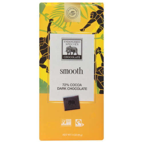 Endangered Species Chocolate, Bold + Silky Dark Chocolate, 72% Cocoa