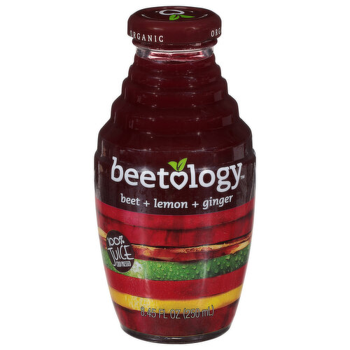 Beetology 100% Juice, Cold Pressed, Organic, Beet + Lemon + Ginger