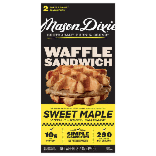 Mason Dixie Waffle Sandwiches with Chicken Sausage & Maple