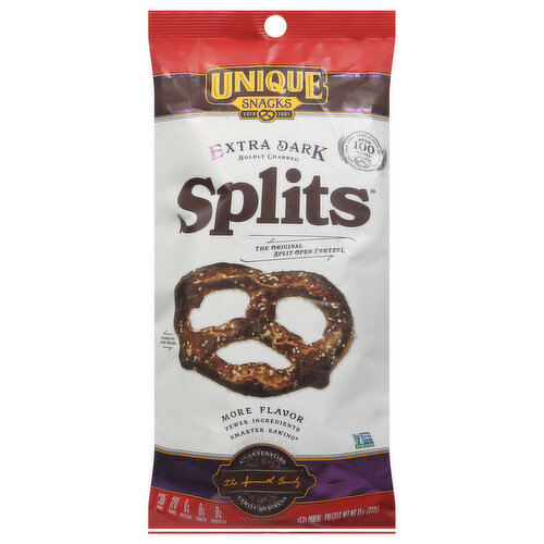 Unique Snacks Split-Open Pretzels, Extra Dark