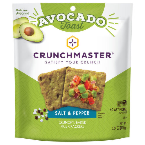 Crunchmaster Baked Rice Crackers, Salt & Pepper, Avocado Toast