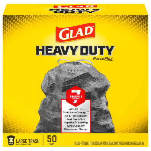 Glad Force Flex Large Trash Drawstring Bags Extra Strong