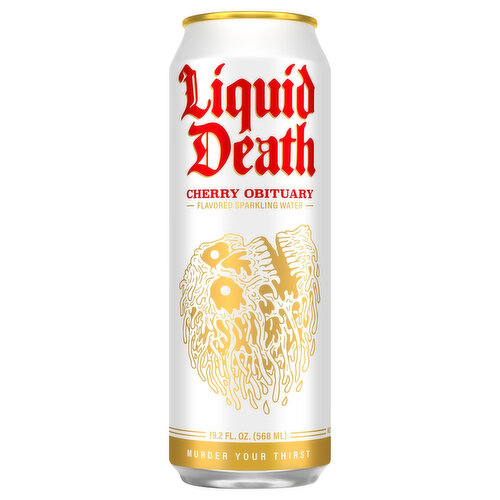 Liquid Death Sparkling Water Cherry Obituary