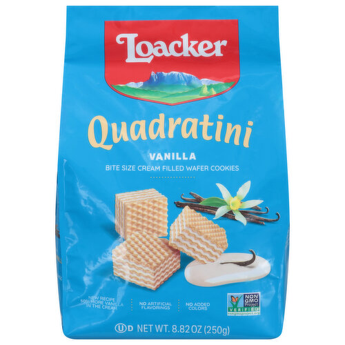 Loacker Quadratini Vanilla, Bite-size Wafer Cookies