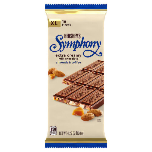 Hershey Milk Chocolate Bar, Creamy, Almonds & Toffee Chips, XL