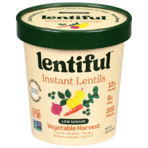 Lentiful Instant Lentils Vegetable Harvest Low Sodium