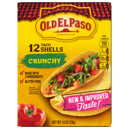 Old El Paso Crunchy Shells, Gluten Free, 12 Count