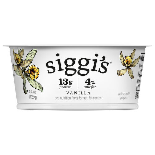 Siggi's Yogurt, Whole-Milk, Icelandic Style Cream-Skyr, Strained, Vanilla
