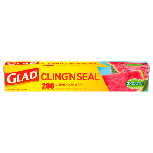 Glad Cling N Seal Plastic Food Wrap, Square Foot Roll