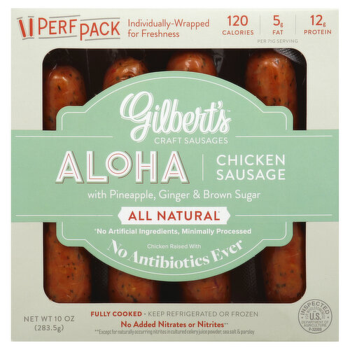 Gilbert's Sausage, Chicken, Aloha, with Pineapple, Ginger & Brown Sugar