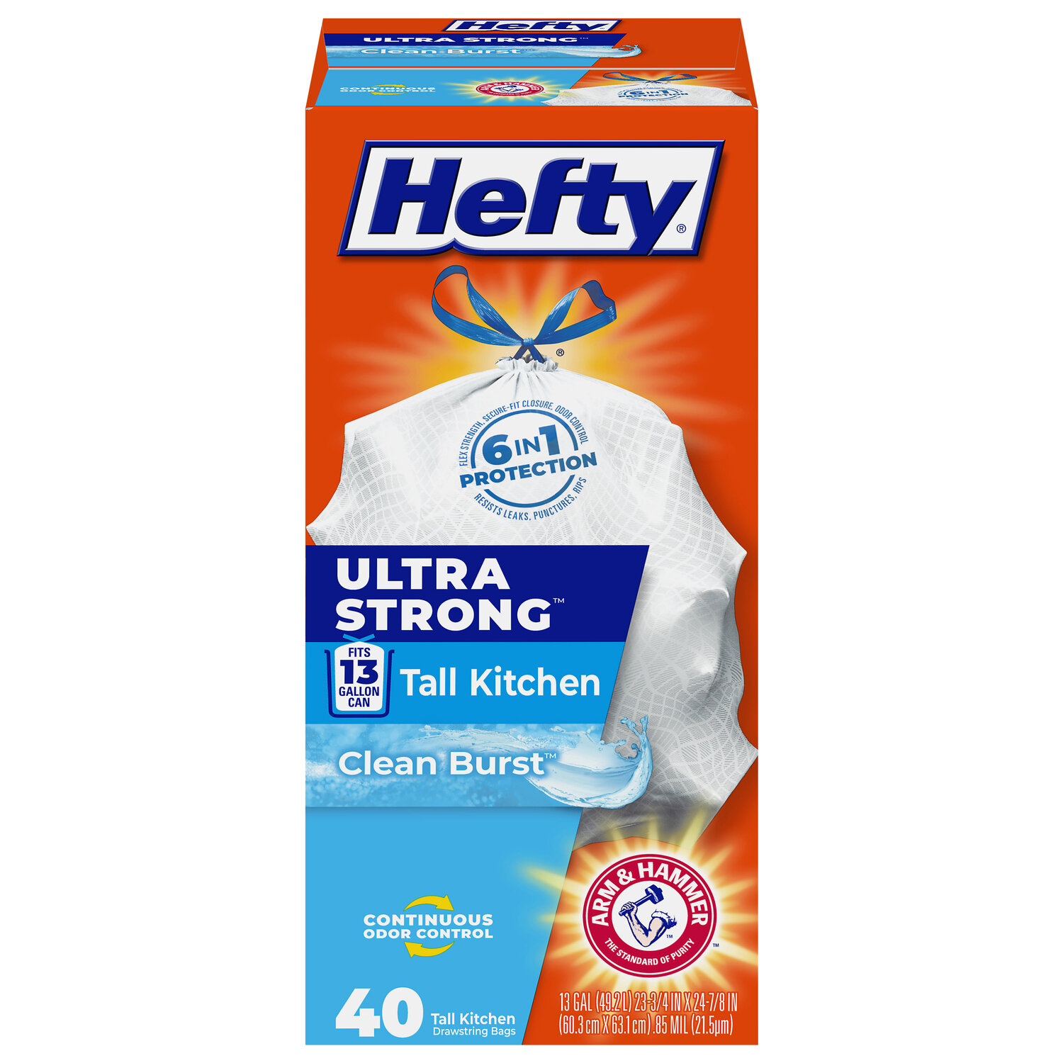 Hefty Tall Drawstring Clean Burst Kitchen Bags