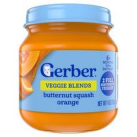 Gerber 2nd Foods Butternut Squash Orange Veggie Blends Baby Food, 6+ Months Sitter, 4 oz, 1 Each