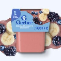Gerber 2nd Foods Banana Blackberry Blueberry Baby Food, Sitter, 4 oz, 2 count, 2 Each
