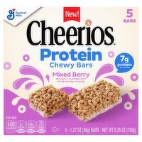 Cheerios Mixed Berry Protein Chewy Bars, 1.27 oz, 5 count, 1 Each