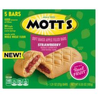 Mott's Strawberry Soft Baked Apple Filled Bars, 1.31 oz, 5 count, 1 Each