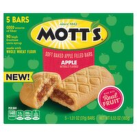 Mott's Apple Soft Baked Apple Filled Bars, 1.31 oz, 5 count, 1 Each