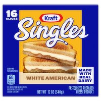 Kraft Singles White American Cheese Slices, 16 count, 12 oz, 16 Each