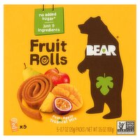 Bear Pear-Apple Tropical Mix Fruit Rolls, 0.7 oz, 5 count, 1 Each