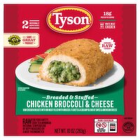 Tyson Breaded & Stuffed Chicken Broccoli & Cheese, 2 count, 10 oz, 1 Each