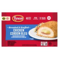 Tyson Breaded & Stuffed Chicken Cordon Bleu, 6 count, 30 oz, 1 Each