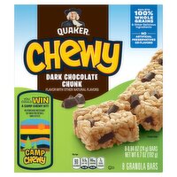 Quaker Chewy Dark Chocolate Chunk Granola Bars, 0.84 oz, 8 count, 8 Each