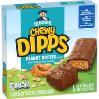 Quaker Chewy Dipps Chocolatey Covered Granola Bars Peanut Butter Flavor 1.05 Oz 6 Count, 6 Each
