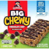 Quaker Big Chewy Granola Bars Chocolate Chip 1.48 Oz 5 Count, 5 Each