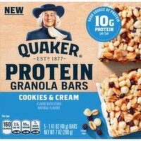 Quaker Protein Granola Bars Cookies & Cream 1.41 Oz, 5 Count, 1 Each