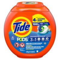 Tide Pods 3 in 1 Coldwater Clean Original Detergent, 76 count, 66 oz, 76 Each