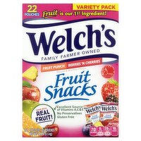 Welch's Fruit Punch & Berries 'n Cherries Fruit Snacks Variety Pack, 0.8 oz, 22 count, 22 Each