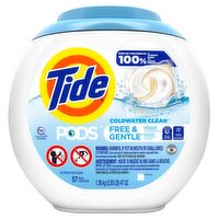 Tide PODS Free & Gentle Laundry Detergent Soap Pacs, 57 Count, 57 Each