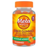Metamucil Fiber Gummies for Adults, No Sugar Added Orange Flavor, 5g Plant Based Prebiotic Fiber Su, 72 Each