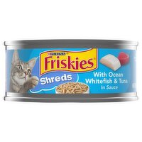 Purina Friskies Shreds with Ocean Whitefish & Tuna in Sauce Cat Food, 5.5 oz, 5.5 Ounce