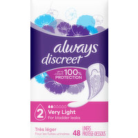 Always Discreet Liners, Very Light, Size 2, 48 Each