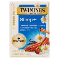 Twinings Superblends Sleep+ Melatonin Camomile, Cinnamon & Vanilla Herbal Supplement, 16 count, 0.85, 0.85 Ounce