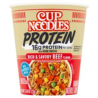 Cup Noodles Protein Rich & Savory Beef Flavor Ramen Noodle Soup, 2.54 oz, 1 Each
