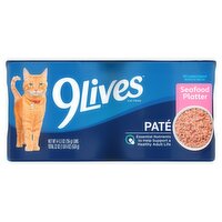 9Lives Pate Seafood Platter Cat Food, 5.5 oz, 4 count, 1 Each