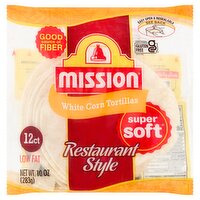 Mission Restaurant Style White Corn Tortillas, 12 count, 10 oz, 12 Each