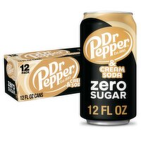 Dr Pepper Zero Sugar Cream Soda, 12 fl oz, 12 count, 12 Each