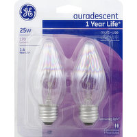 GE Bulb, F Type, Auradescent, 25W, 2 Each