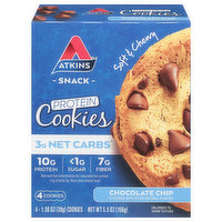 Atkins Protein Cookies, Chocolate Chip, 4 Each