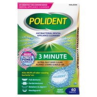 Polident Antibacterial Dental Appliance Cleanser 3 Minute Mint Fresh Tablets, 60 count, 1 Each