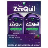 ZzzQuil Liquid Sleep Aid, Diphenhydramine 50mg HCl, Nighttime Sleep Aid Liquid, Sleep Aids for Adul, 2 Each