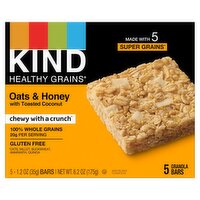 Kind Healthy Grains Oats & Honey with Toasted Coconut Granola Bars, 1.2 oz, 5 count, 5 Each