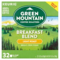 Green Mountain Coffee Roasters Breakfast Blend Light Roast Coffee Value Pack, 0.31 oz, 32ct, 32 Each