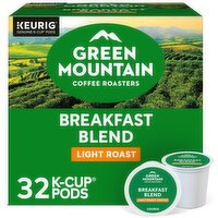 Green Mountain Coffee Roasters Breakfast Blend Light Roast Coffee K-Cup Pods, 32 count, 10.0 oz, 32 Each