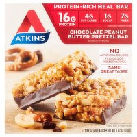 Atkins Chocolate Peanut Butter Pretzel Bar, 1.69 oz, 5 count, 5 Each