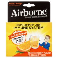 Airborne Zesty Orange Immune Support Supplement, 20 count, 20 Each