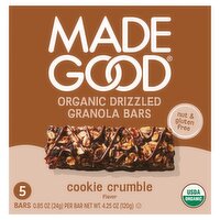 MadeGood Cookie Crumble Flavor Organic Drizzled Granola Bars, 0.85 oz, 5 count, 5 Each